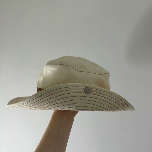 Vintage HERMES Linen Preppy Snap Bucket Hat - Picture 1 of 11